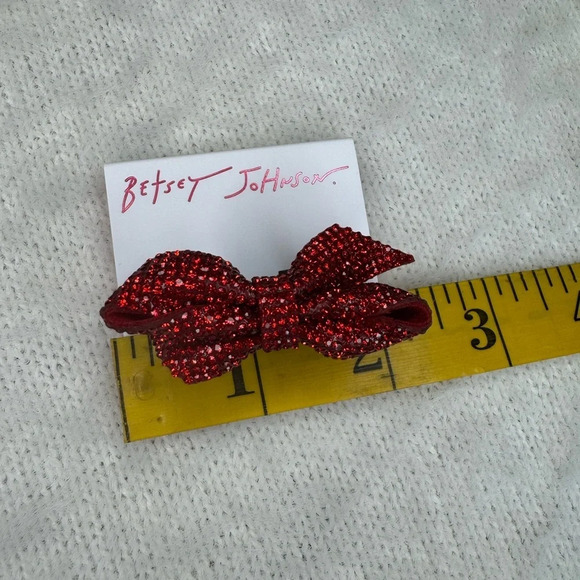 Betsy Johnson Christmas Ribbon Bow Sparkly Red Crystals Stretch Hardware… - Picture 7 of 9